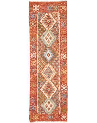 Tappeto Kilim Afghanistan arancione rosso 78x245