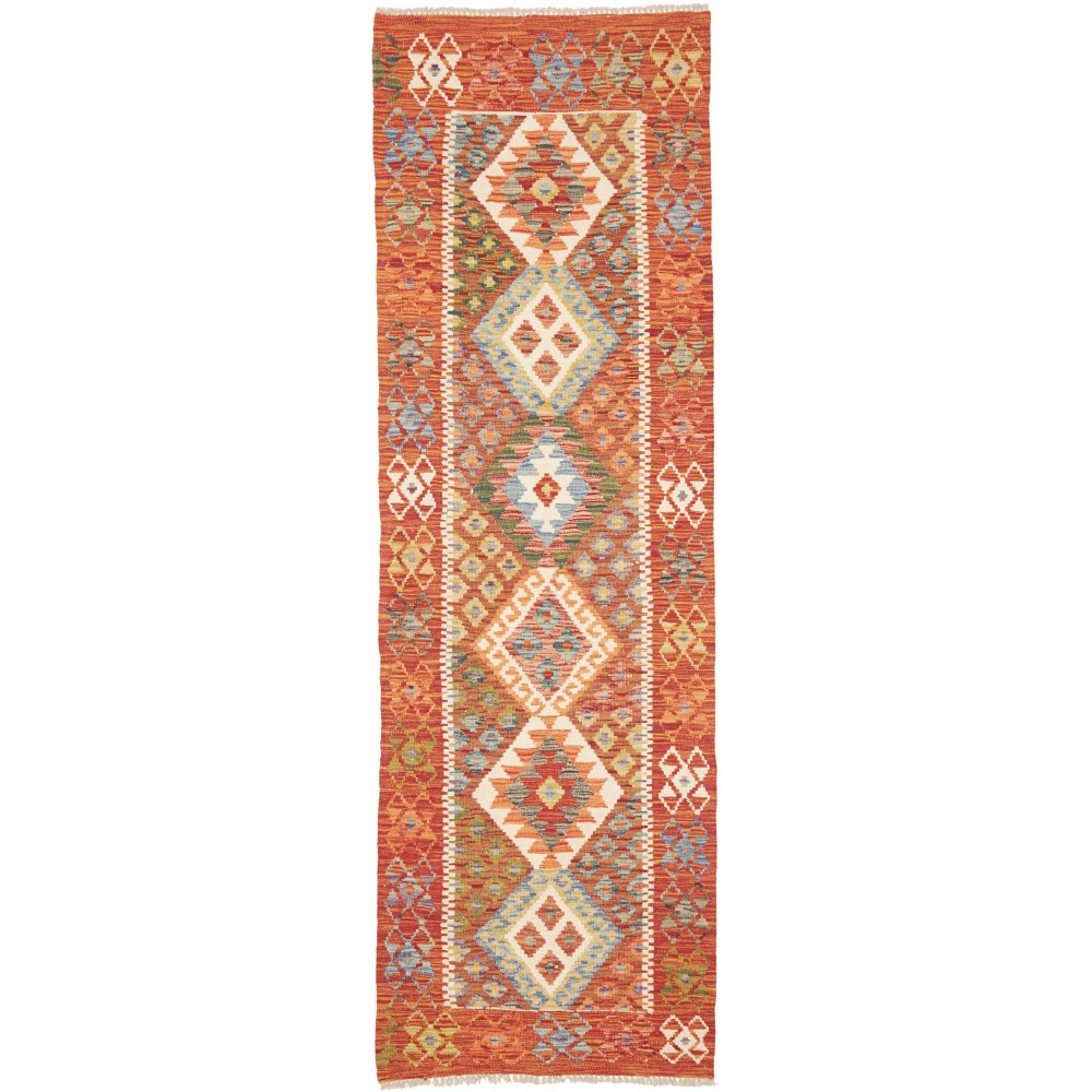 Tappeto Kilim Afghanistan arancione rosso 78x245