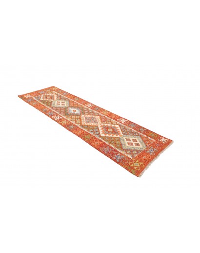 Tappeto Kilim Afghanistan arancione rosso 78x245