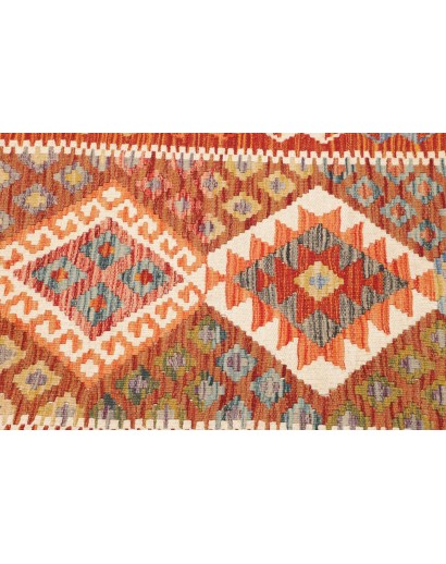 Tappeto Kilim Afghanistan arancione rosso 78x245