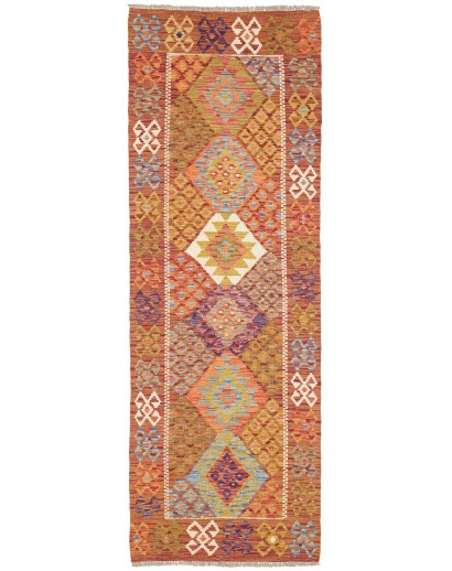 Tappeto Kilim Afghanistan arancione marrone 78x238