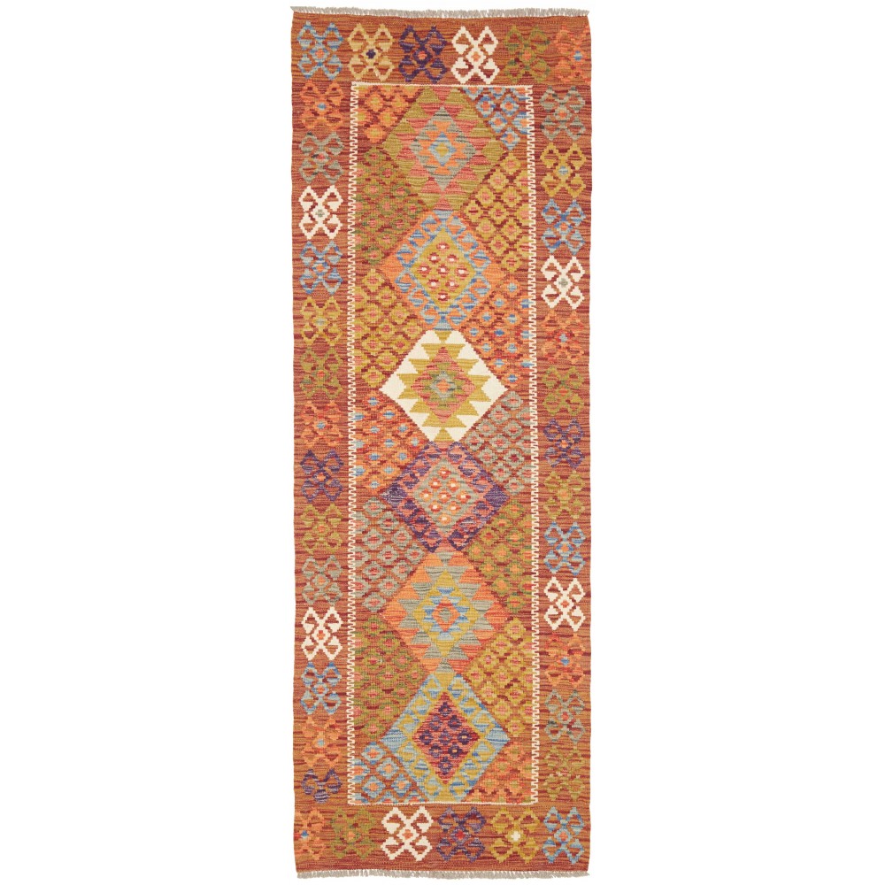 Tappeto Kilim Afghanistan arancione marrone 78x238