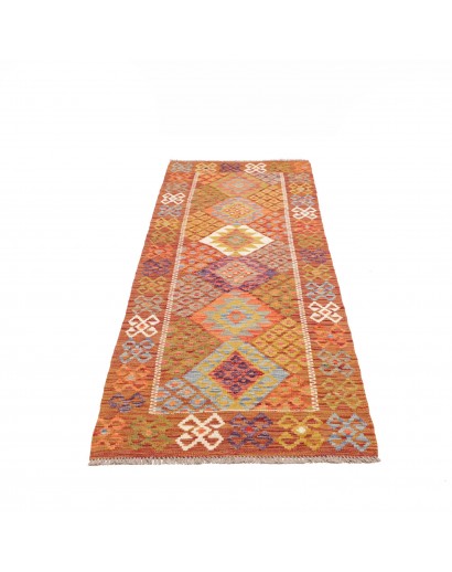 Tappeto Kilim Afghanistan arancione marrone 78x238