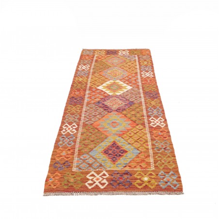 Tappeto Kilim Afghanistan arancione marrone 78x238