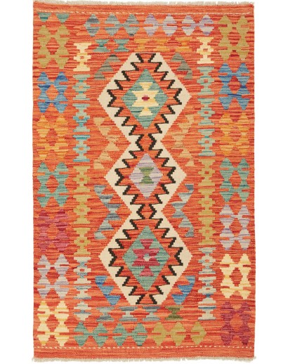 Tappeto Kilim Afghanistan arancione marrone 80x128