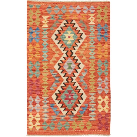 Tappeto Kilim Afghanistan arancione marrone 80x128