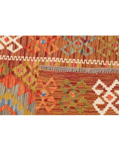 Tappeto Kilim Afghanistan arancione marrone 78x238