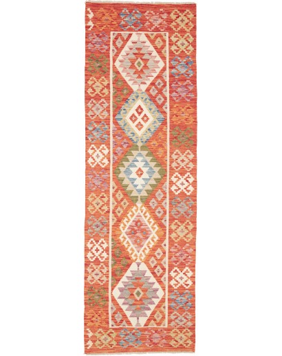Tappeto Kilim Afghanistan arancione rosso 78x249