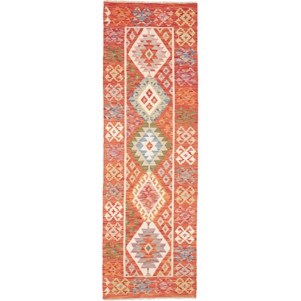 Tappeto Kilim Afghanistan arancione rosso 78x249