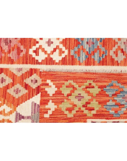 Tappeto Kilim Afghanistan arancione rosso 78x249
