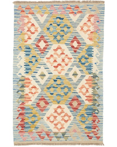 Tappeto Kilim Afghanistan beige azzurro 79x124