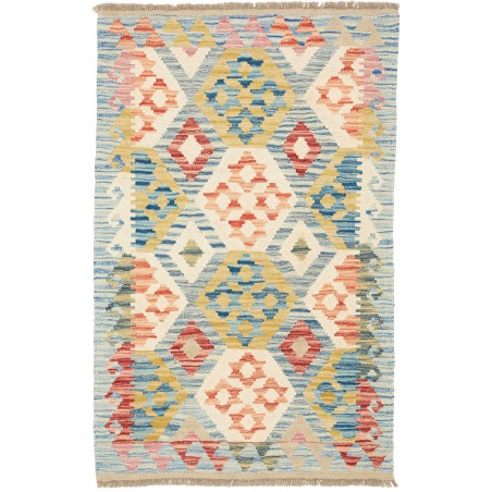 Tappeto Kilim Afghanistan beige azzurro 79x124