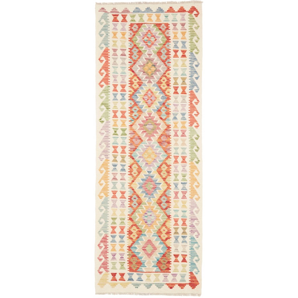 Tappeto Kilim Afghanistan giallo bianco 88x242