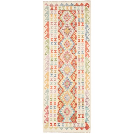 Tappeto Kilim Afghanistan giallo bianco 88x242