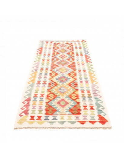 Tappeto Kilim Afghanistan giallo bianco 88x242
