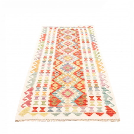 Tappeto Kilim Afghanistan giallo bianco 88x242