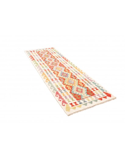 Tappeto Kilim Afghanistan giallo bianco 88x242