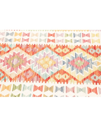 Tappeto Kilim Afghanistan giallo bianco 88x242