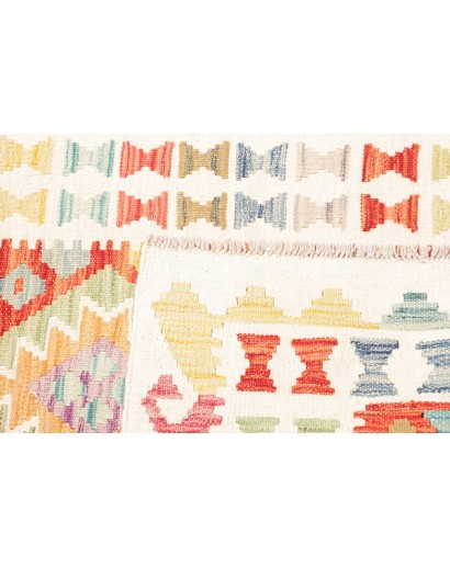 Tappeto Kilim Afghanistan giallo bianco 88x242