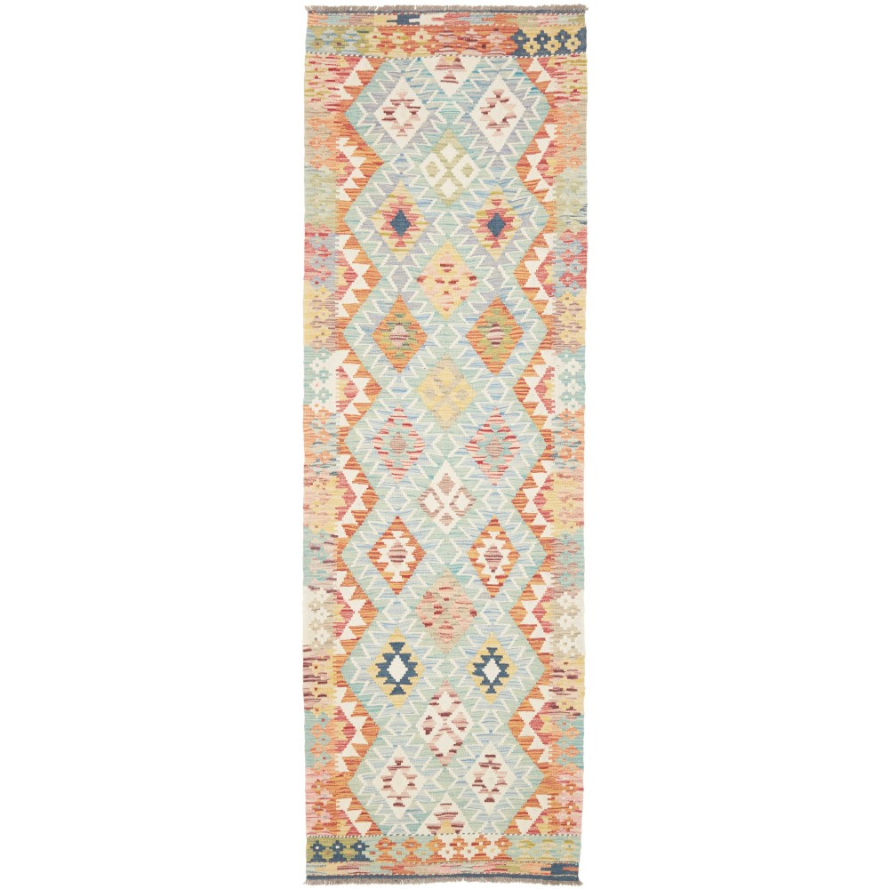 Tappeto Kilim Afghanistan bianco arancione 80x257