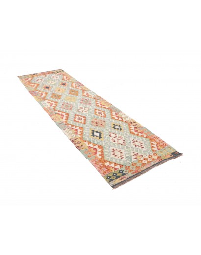 Tappeto Kilim Afghanistan bianco arancione 80x257