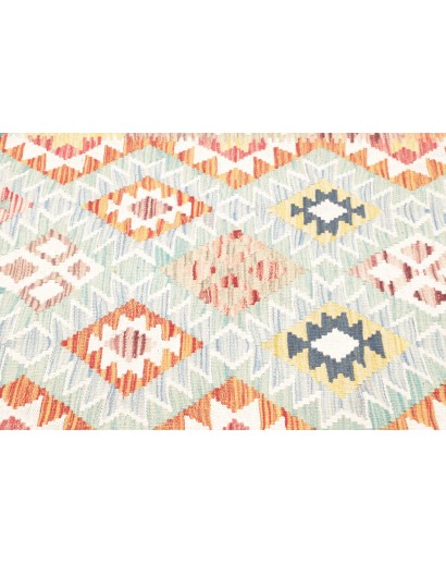Tappeto Kilim Afghanistan bianco arancione 80x257