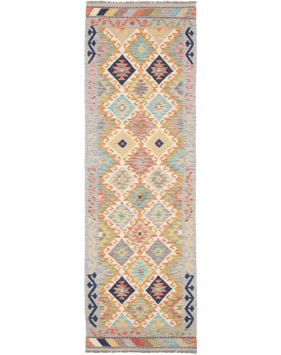 Tappeto Kilim Afghanistan marrone bianco 82x256