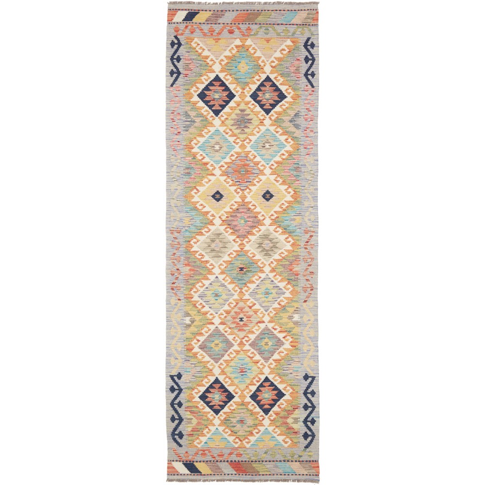 Tappeto Kilim Afghanistan marrone bianco 82x256
