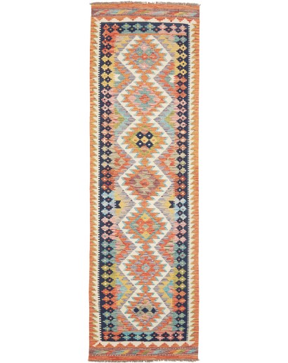 Tappeto Kilim Afghanistan marrone bianco 79x266
