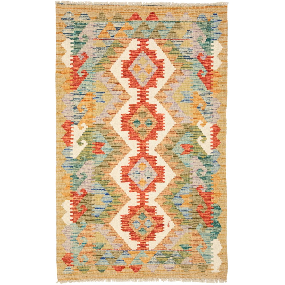 Tappeto Kilim Afghanistan marrone bianco 78x127