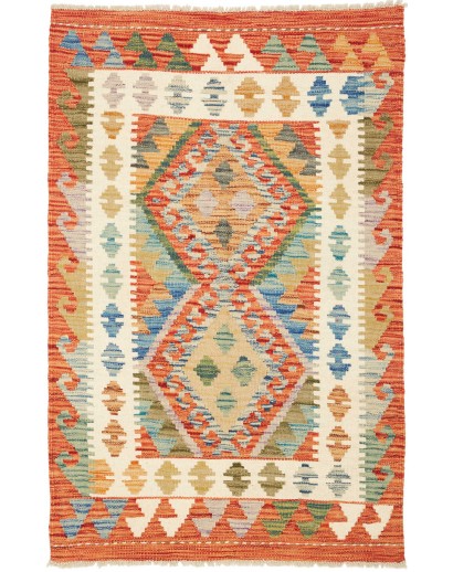Tappeto Kilim Afghanistan marrone bianco 80x126