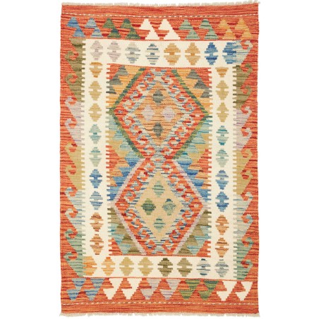 Tappeto Kilim Afghanistan marrone bianco 80x126