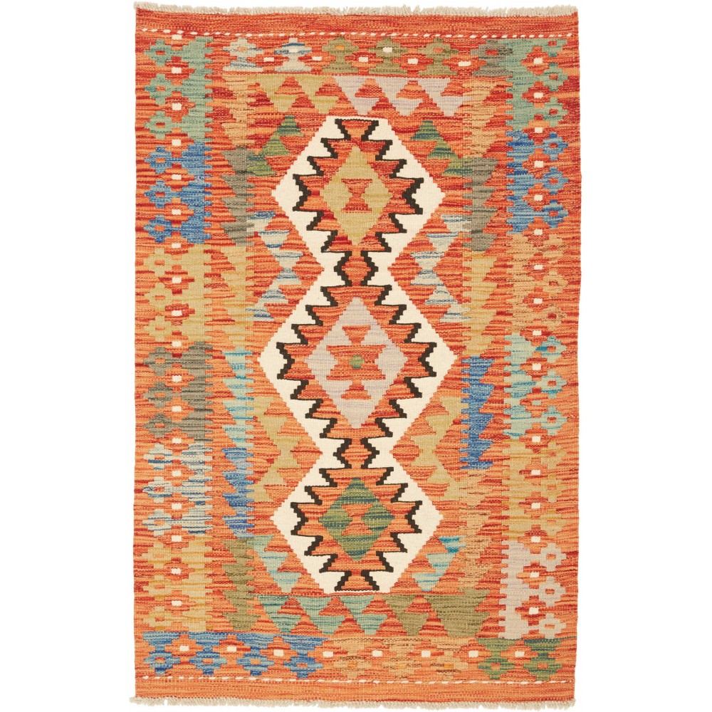 Tappeto Kilim Afghanistan arancione grigio 80x125