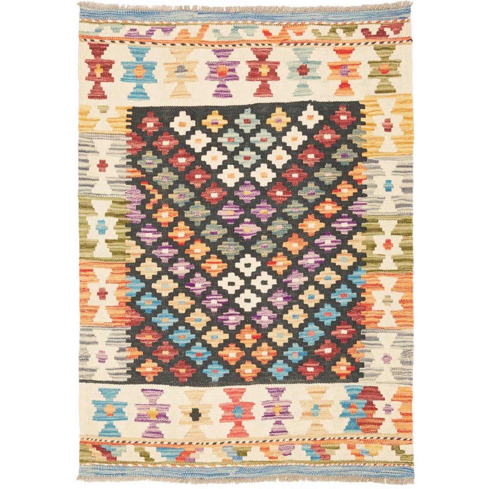 Tappeto Kilim Afghanistan giallo grigio 82x113