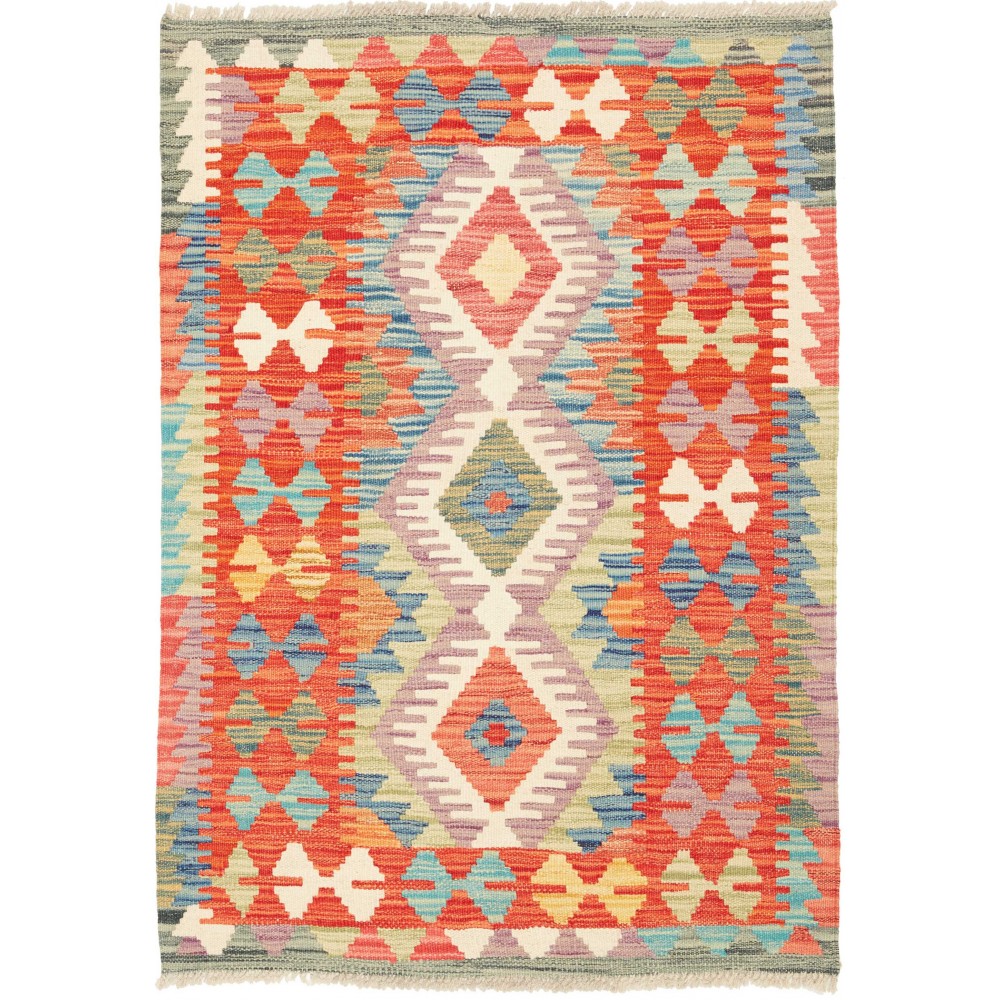 Tappeto Kilim Afghanistan marrone rosso 80x116