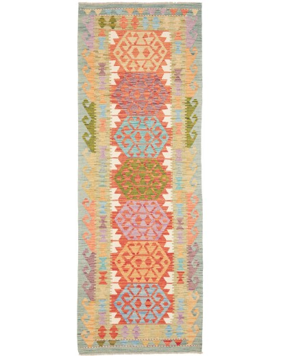 Tappeto Kilim Afghanistan marrone bianco 85x247