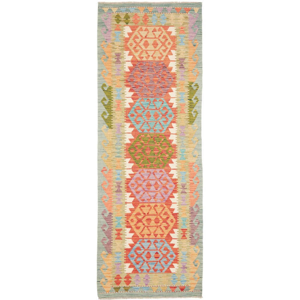 Tappeto Kilim Afghanistan marrone bianco 85x247