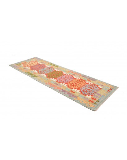 Tappeto Kilim Afghanistan marrone bianco 85x247