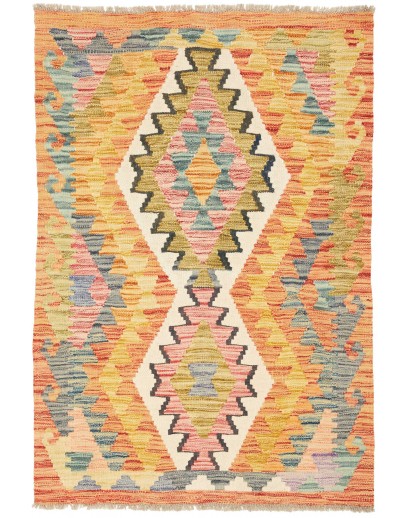 Tappeto Kilim Afghanistan marrone arancione 81x118