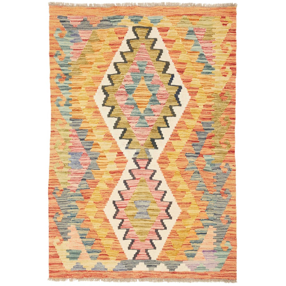 Tappeto Kilim Afghanistan marrone arancione 81x118