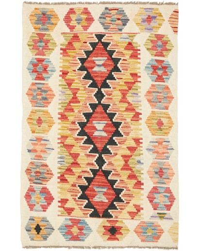 Tappeto Kilim Afghanistan giallo marrone 82x129
