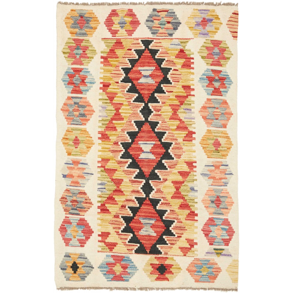 Tappeto Kilim Afghanistan giallo marrone 82x129