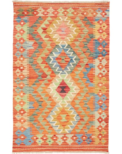 Tappeto Kilim Afghanistan arancione marrone 80x124