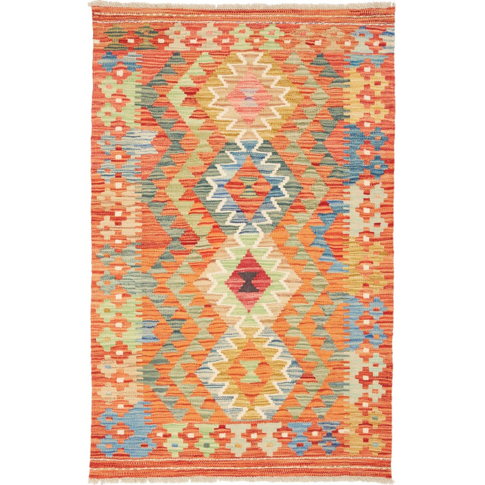 Tappeto Kilim Afghanistan arancione marrone 80x124