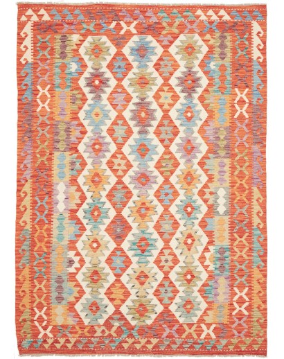 Tappeto Kilim Afghanistan arancione marrone 173x247