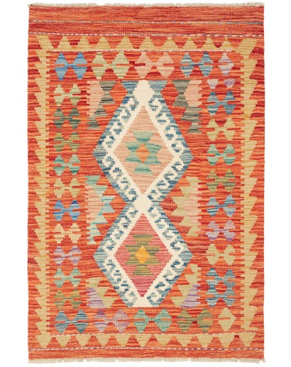 Tappeto Kilim Afghanistan arancione marrone 81x121