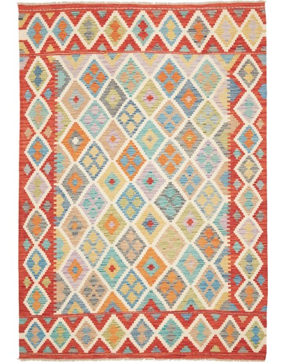 Tappeto Kilim Afghanistan beige arancione 177x254