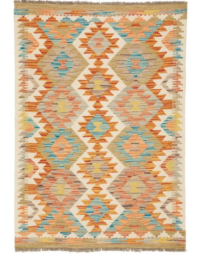 Tappeto Kilim Afghanistan marrone bianco 83x119