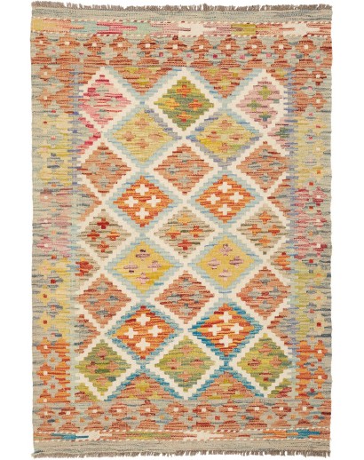 Tappeto Kilim Afghanistan marrone bianco 86x130