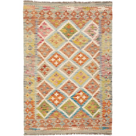 Tappeto Kilim Afghanistan marrone bianco 86x130